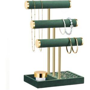 Bracelet Holder Jewelry Display Velvet T Bar Organizer Necklace Ring Watch Stand